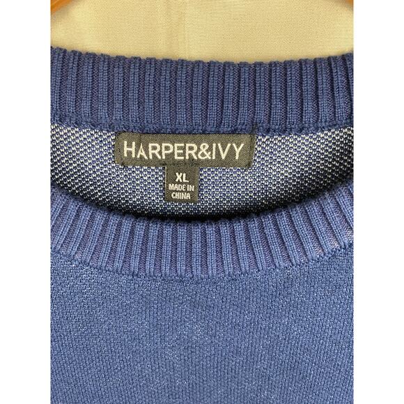 NWT Womens Harper & Ivy New York Sweater size XL Navy Pullover Preppy Spellout - Picture 4 of 10